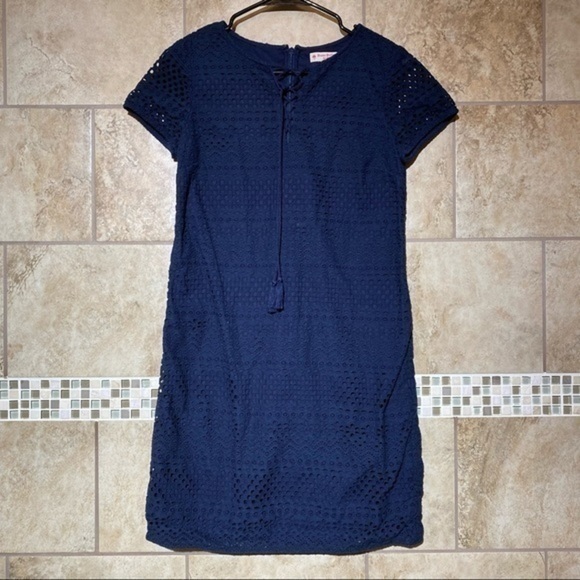 Brooks Brothers Red Fleece Eyelet Blue Shift Dress 2 - Picture 1 of 5